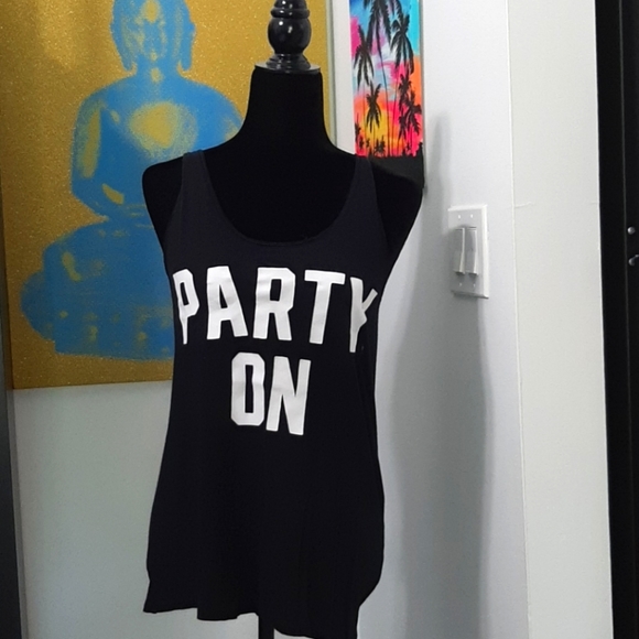 PINK VS black Party On tstrap tank - Picture 2 of 10